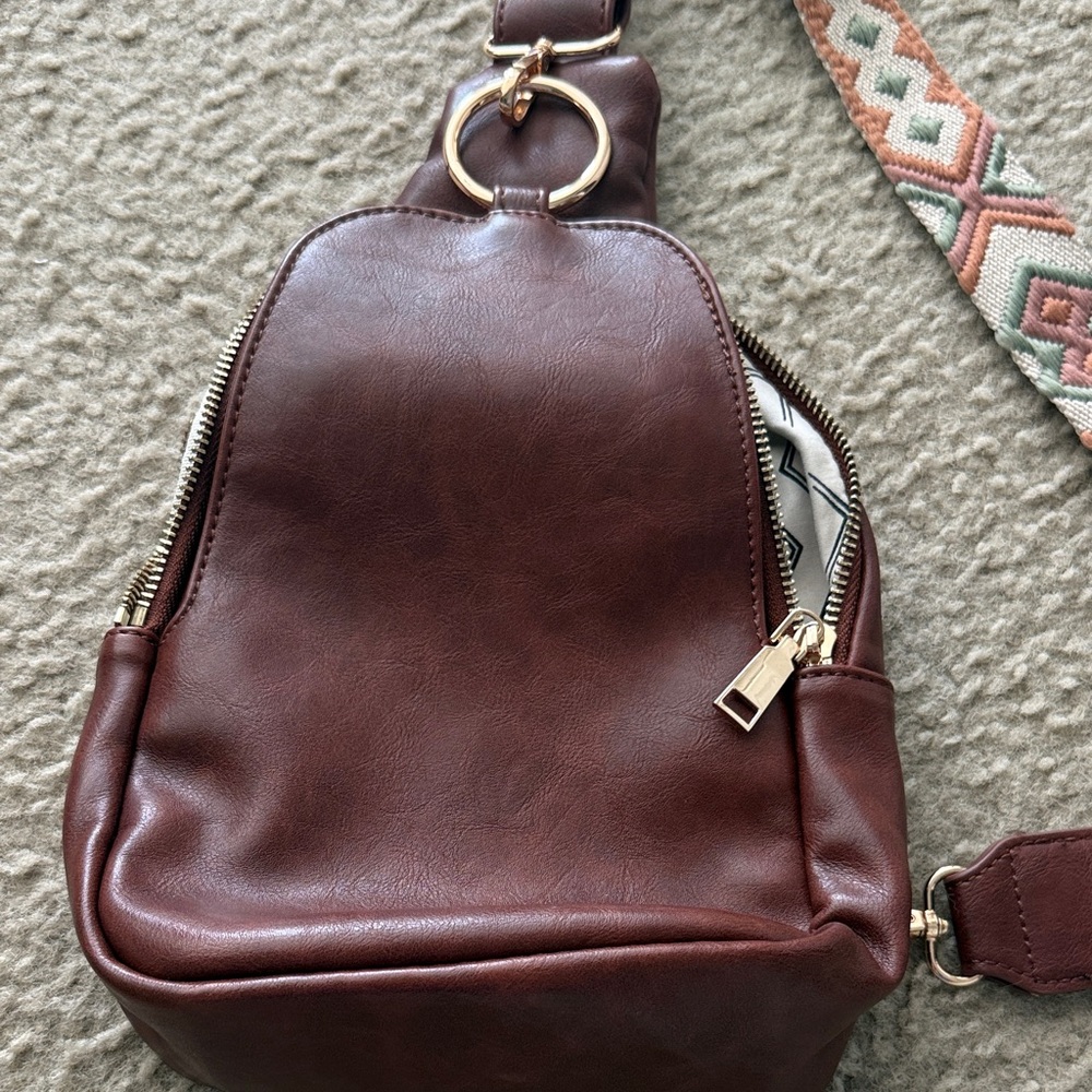 Altar'd State Brown Backpack With Patterned Strap - image 2